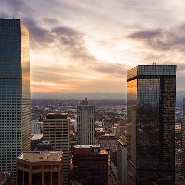 Buildings representing Denver's commercial real estate market