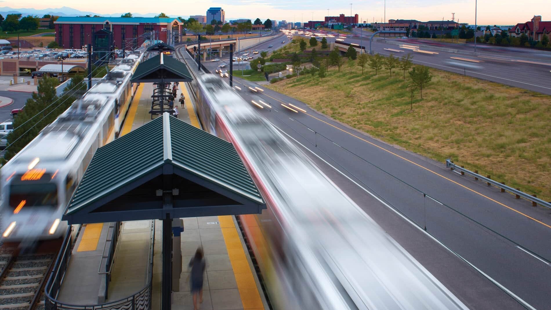 County Line Road Light Rail Stop blurred action Photo