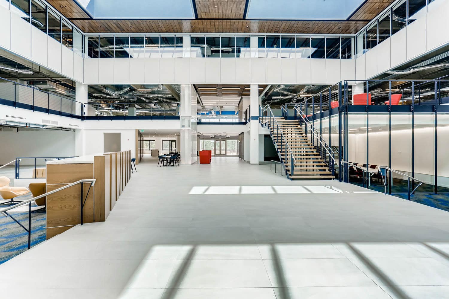 Interior of East Village — a 138,000 SF Class A business office complex in the Denver Tech Center in South Denver. Credit: East Village