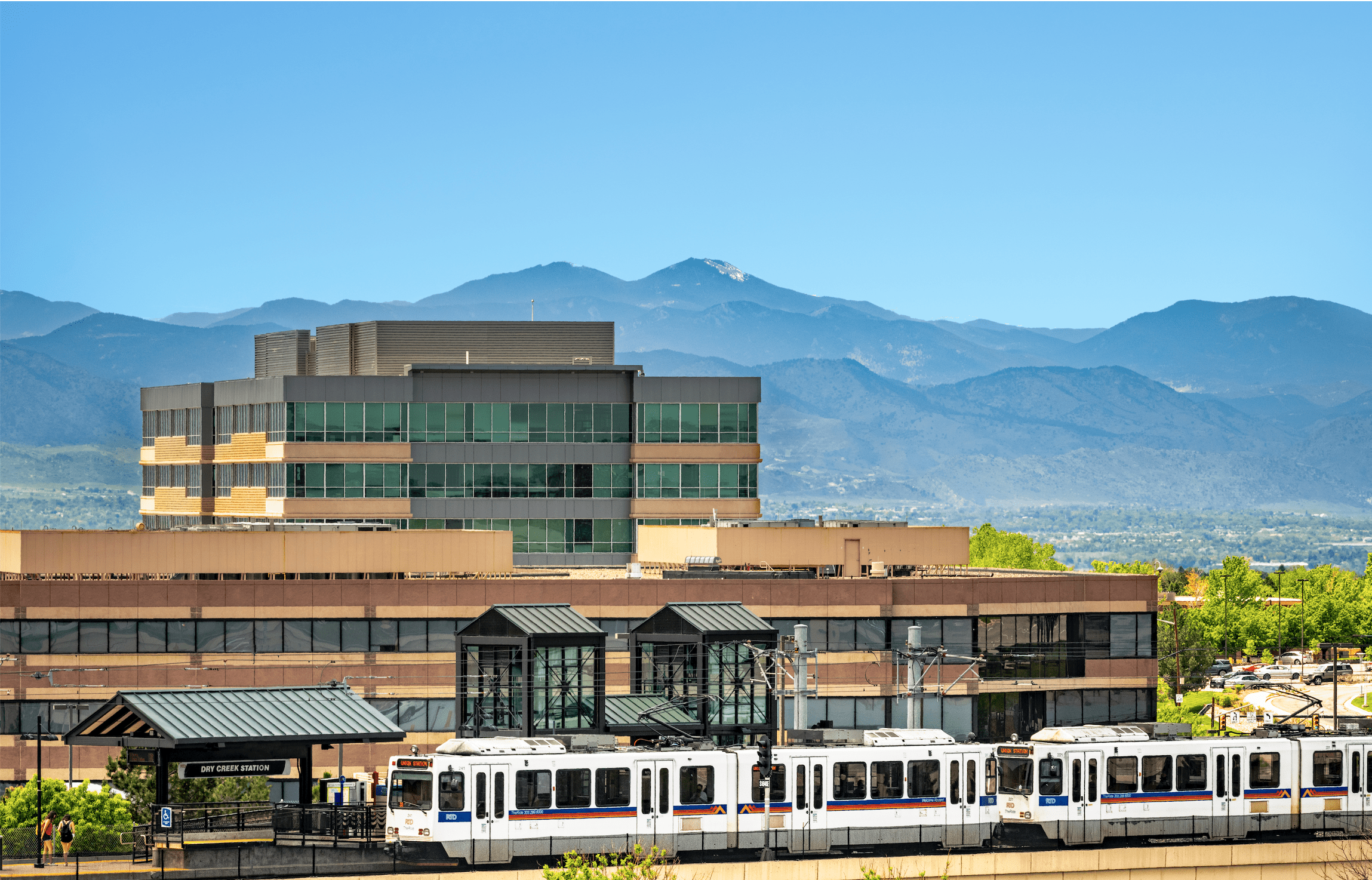 Lightrail, Buildings, Mountains